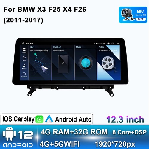 Android CarPlay Car Radio For BMW X3 F25 X4 F26 GPS Stereo Video Player Screen - Picture 33 of 35