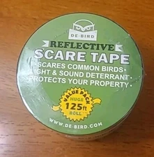 De-Bird Reflective Scare Tape (Scares Common Birds, Light & Sound Deterrant)