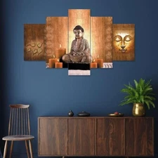 Set of Five Framed 3D Wall Paintings for Wall Decoration  125X60C.M Modern Art