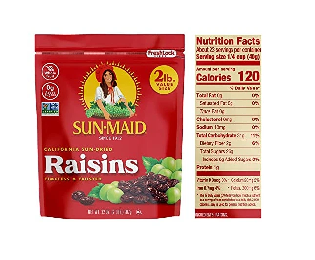 Sun-Maid California Sun-Dried Raisins - (2 Pack) 32 Oz Resealable Bag - Dried F - Image 4 of 4