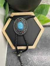 Rodeo Bolo Tie Western Cowboy Black Leather Necktie New Free Ship B3776