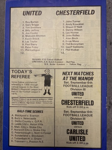 Oxford United v Chesterfield 03/09/1980 ( Football League Cup ) - Picture 2 of 2