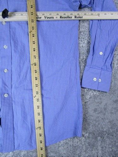 Camisa Michael Kors Para Hombre Mediana 15 1/2 Azul Cuadros Vestido Abotonado Ajuste Regular - Imagen 7 de 10