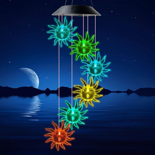 Campanas de viento solares luces LED que cambian de color colgante bola de colibrí lámpara de jardín - Imagen 32 de 54