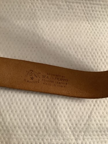IL BISONTE hellbrauner Leder Herren Gürtel von Wanny Di Filippo 1,2 x 37 ovale Logo Schnalle! - Bild 7 von 13