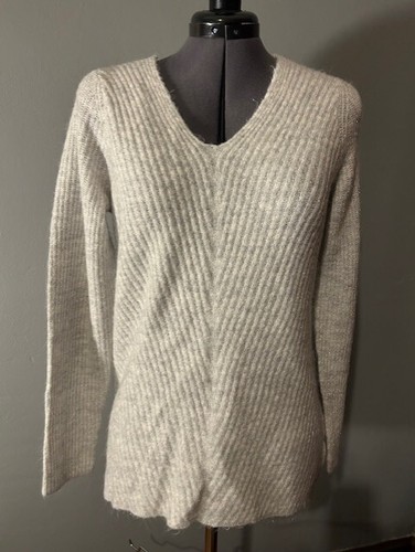Liz Claiborne Damen Silber Metallic V-Ausschnitt Acrylmischung Pullover Small