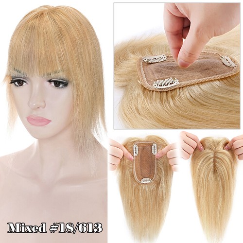 Silk Mono Base 8A Virgin Human Remy Hair Topper Hair Piece Women Free Part GY017 - Picture 25 of 34