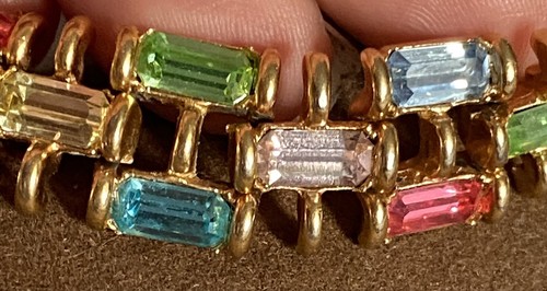 Stunning Brilliant Crystals Signed BOGOFF Gold Tone Bracelet W/Ex.ChainLock - Picture 12 of 13