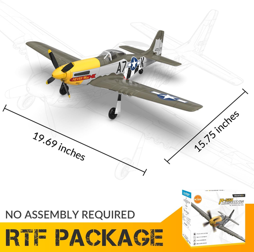 VOLANTEXRC 4CH Brushless RC Airplane P51D 500Mm Wingspan Fixed Wing One-Button A - Picture 9 of 12