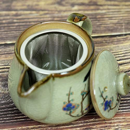 Kutani ware Japanese Ceramic Teapot Kyusu Flower Birds Design Made in Japan - Bild 3 von 5