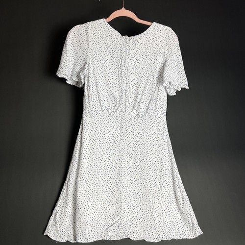 GB Girls Dress Flutter Sleeves Lined Blue Dots Size 16 - Picture 2 of 3