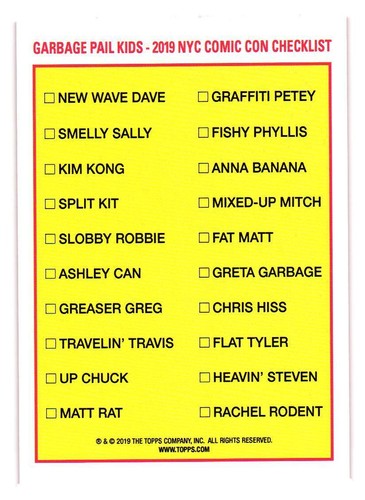 2019 GARBAGE PAIL KIDS TAKEOVER NYC COMIC CON GREEN, PINK, C'S PICK YOUR CARD - Picture 73 of 89