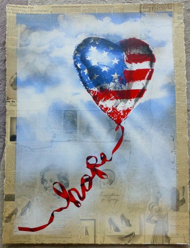 MR BRAINWASH HOPE Flag Unique Mixed media Serigraph Orig.HAND SIGNED 1/1 COA art - Picture 2 of 6