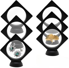 6x 3D Floating Frame Display Stands Holder Base for Jewelry Medallions Specimens