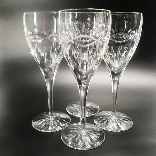 Waterford DOLMEN Crystal Water Goblets Set of 4 Glasses Celtic Knots 8.75 In