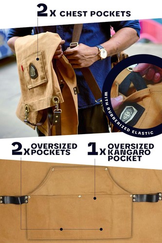 Professional Chef's Kitchen Apron-Brown 'Desert Drifter'-Heavy Duty Waxed Canvas - Picture 9 of 9