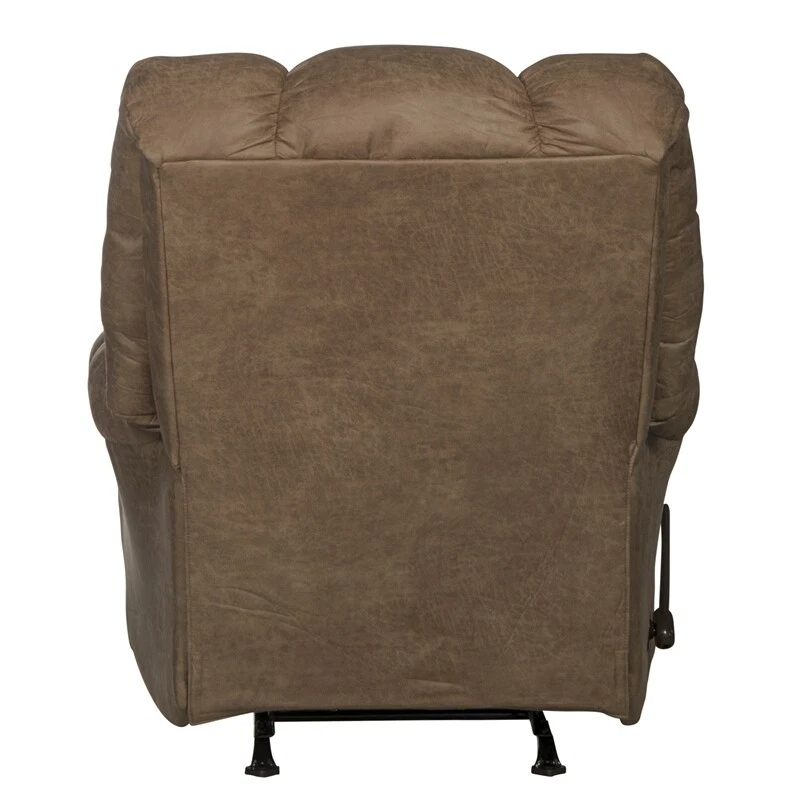 Chaise balancín reclinable Lowry con brazos superiores de almohada en tela de poliéster marrón Foto 4 de 4