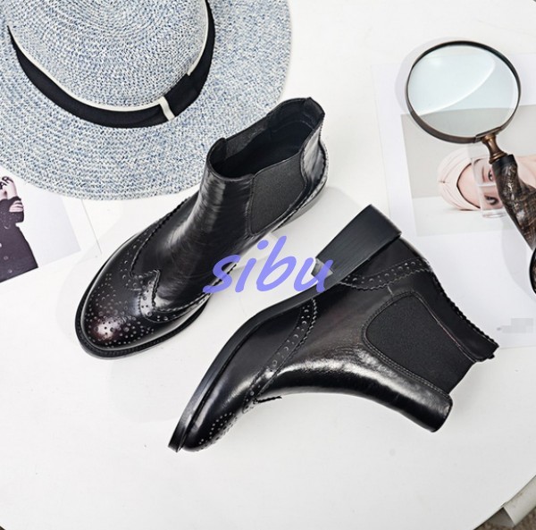 Mujer botas al Tobillo de Cuero Genuino Talla Talla Genuino Grueso Tacón Bajo Punta rojoonda Zapatos Punk b5b355 Mujer botas al Tobillo de Cuero Genuino Talla Talla Genuino Grueso Tacón Bajo Punta rojoonda Zapatos Punk b5b355