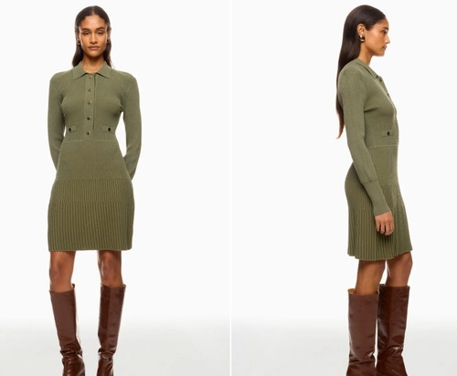 Vestido Barba Verónica Suéter Lauper Tejido Acanalado Verde Talla Mediana **LEER DEFECTO** - Imagen 2 de 7
