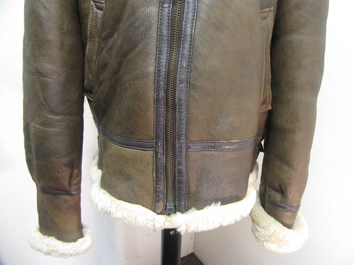 CHAQUETA DE MOTO VOLADORA DE CUERO DE OVEJA B-3 VINTAGE TALLA XL, ENRICO VENTURA - Imagen 6 de 22