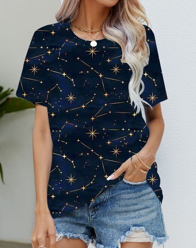 Blouse Women's Black Flower T Shirt Fashion Soft Short Sleeve T-Shirt Casual Tee - Picture 10 of 21