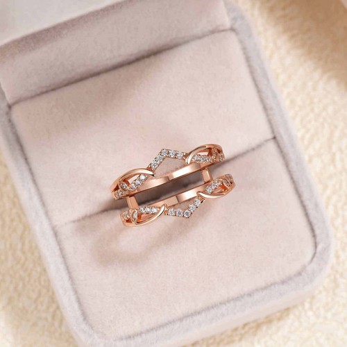 Ring Guards Enhancers Wrap for Engagement Ring Rose Gold Over Sterling Silver  - Picture 5 of 6