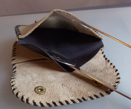 Vintage Real Leather Purse wallet Beige Black Stitch Edge Snap Zipper Pockets - Picture 7 of 19
