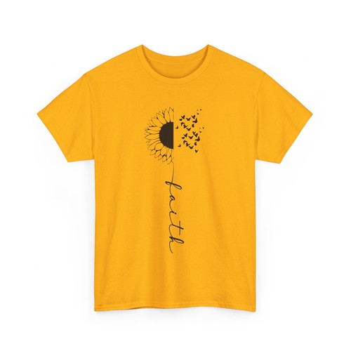 Glaube Sonnenblume Schmetterling christlich religiös Unisex schwere Baumwolle T-Shirt - Bild 20 von 29