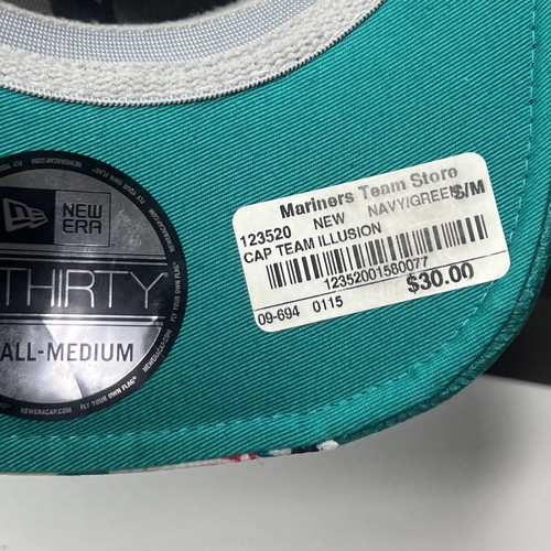 NEW! Seattle Mariners Hat Cap Adult SMALL-MEDIUM New Era 39Thirty MLB Polyester - Picture 9 of 13