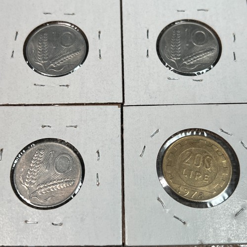 Lot of three (3) **AU** Italy 10 Lire 1953-1975 Plow & Wheat +1978 200 Lire Free - Picture 3 of 11