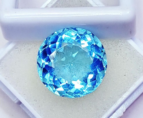 Round Cut Aquamarine 11.10 Ct Certified Loose Gemstone With Free Gift - Picture 3 of 6