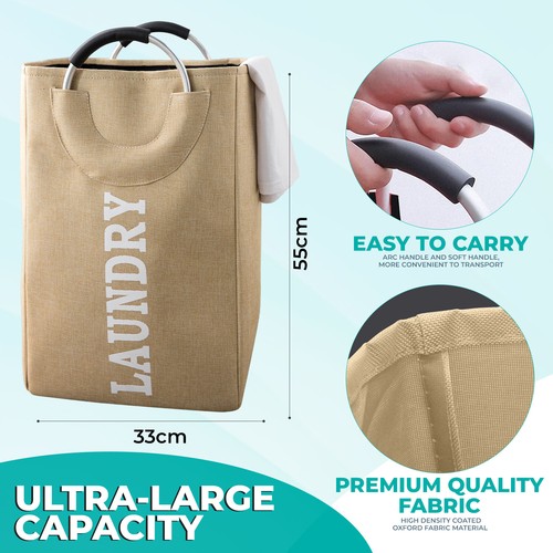 Laundry Bag with Handles Foldable Washing Clothes Sack Storage Bin Basket - Picture 13 of 40