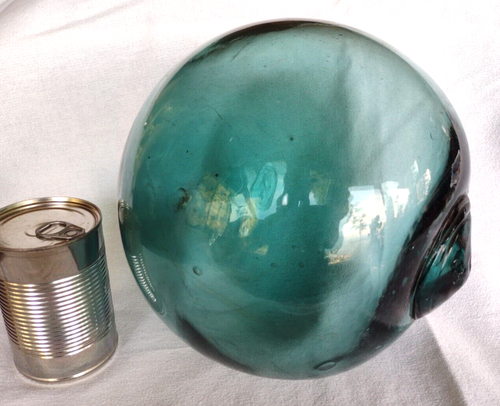 LG Azul-Verde VIDRIO Boya Japonesa Pesca Flotador Marítimo Antiguo 9.5" - Imagen 1 de 5