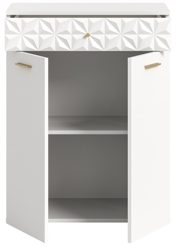 xonox.home Kommode Anrichte Highboard Sideboard Schrank Prisma weiß 70x92x40 cm - Bild 3 von 5