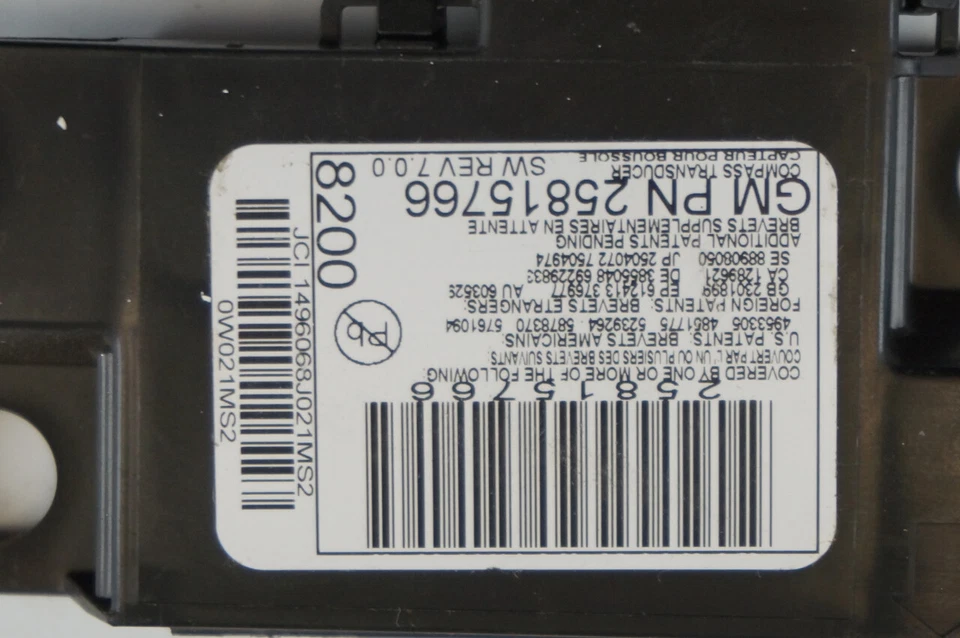 Módulo Brújula Electrónica Vehículos GM Nuevo OEM 25815766 25916726 20860277 Foto 2 de 4