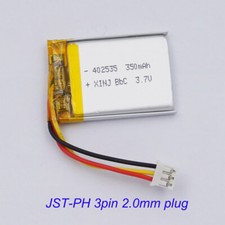 3.7v 350mAh 1.29Wh Li-Polymer Li Li-ion Battery 402535 JST 3Pin 2.0mm connector