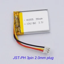 3.7v 350mAh 1.29Wh Li-Polymer Li Li-ion Battery 402535 JST 3Pin 2.0mm connector 
