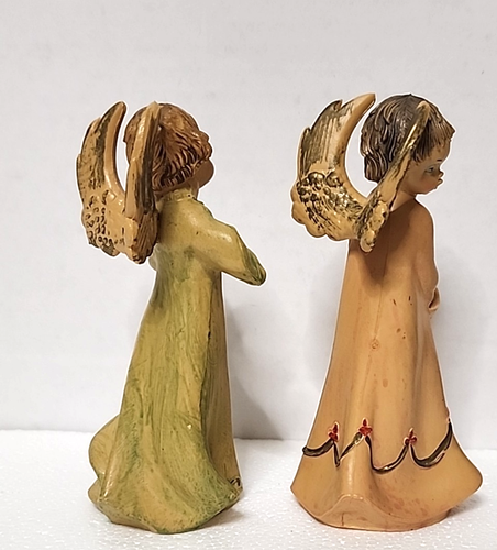 Pair Resin vinatge Angels 4.5” Depose Italy #162,163 spider mark orchestra - Picture 2 of 11