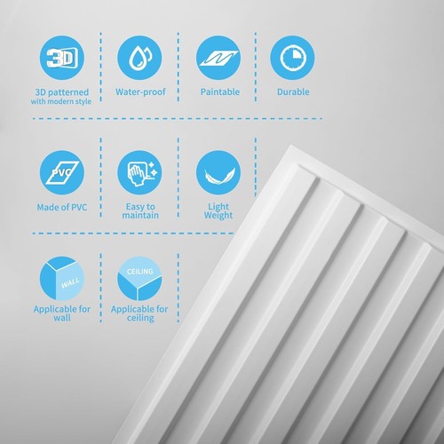 Versatile Confezione 12 Pannelli Parete 3D Bianco PVC per Splendida Trasformazione Interni - Foto 9 di 11