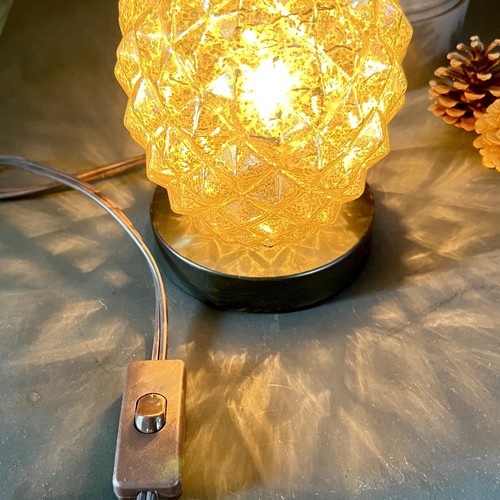 Mercury Glass Light Gold Glass Pineapple Table Countertop Lamp 10" Tall - Picture 3 of 4