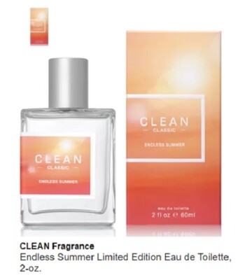 Endless Summer by Clean 2 oz Eau De Toilette EDT, NEW, SEALED, Cruelty Free, Eco