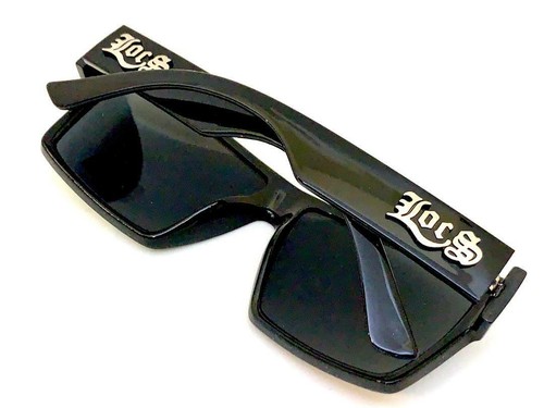 Hombre Clásico Resistente Motero Gánster Locs Gafas Cuadrado Negro Marco Oscuro - Imagen 7 de 7