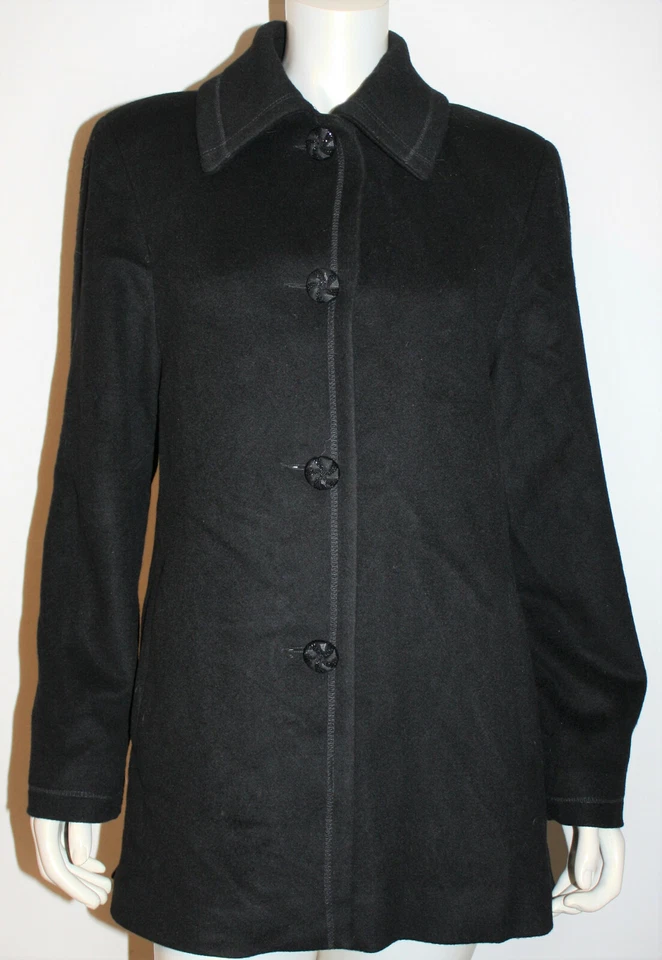 Hermoso abrigo chaqueta Dale Dressin 10 botones decorativos de lana de cachemir negro Foto 2 de 4
