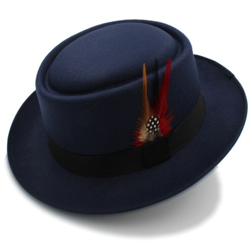 Fashion Hat Wool Flat Fedora Hat Lady Gentleman Trilby Hat With Fashion Feather - Picture 9 of 18