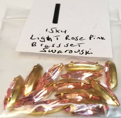 Vtg Navette 15x4mm Swarovski Rhinestone Loose & brass set Jewelry Repair 5012 - Picture 10 of 42