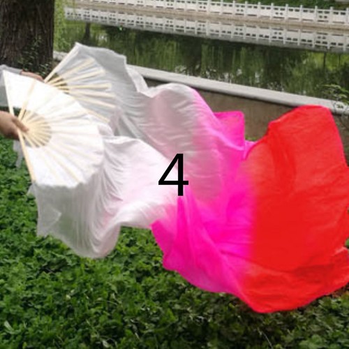 Kids Bamboo Long Fan Handmade Gradient Color Belly Dance Prop Silk Veil Costume - Picture 15 of 20