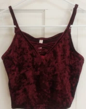 Xhilaration Crop Top Cami Crushed Velvet Adjustable Straps  NEW