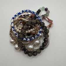 Lot of 12 Costume Jewelry Stretch Bracelets All Wearable Colorful