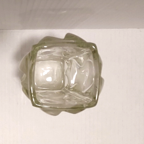 Heavy Crystal Vase Clear & Frosted Wave Square Mid Century Modern 8" T - Lovely - Picture 3 of 5
