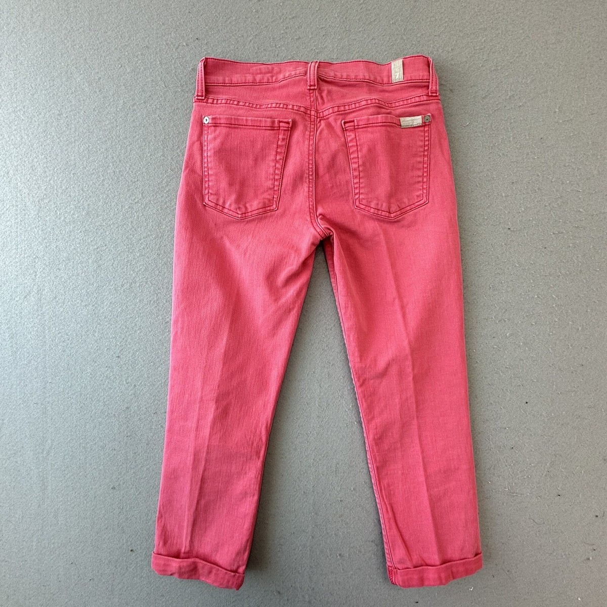 Seven for All Mankind Jeans Womens 27 Skinny Crop and Roll Capri Pink Denim